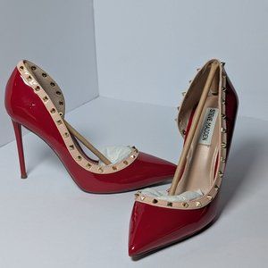 Red & Khaki Spiked Lining Steve Madden Heels